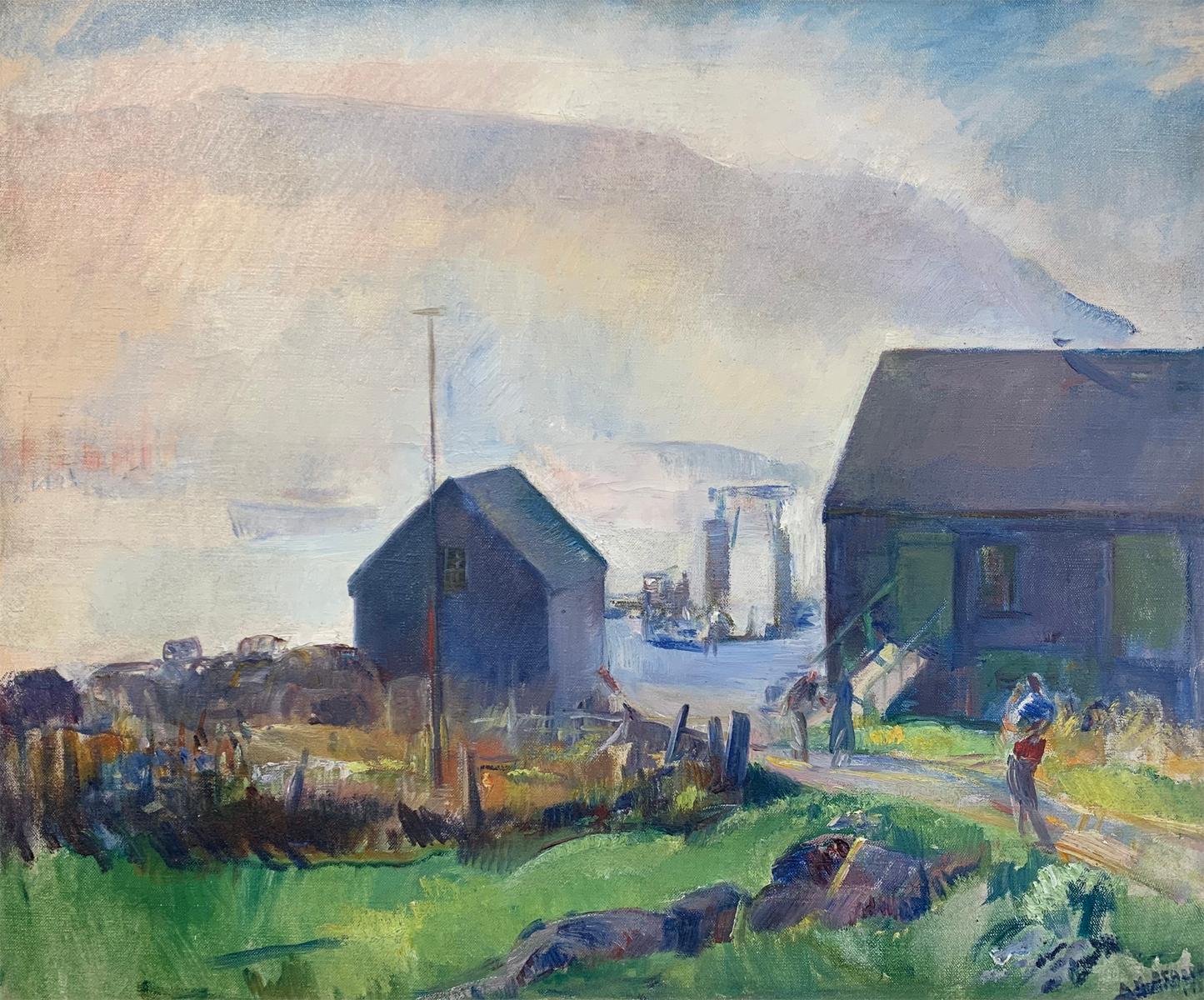Fog, Impressionist Landscape on Monhegan Island, Maine, 1930, Oil on Canvas - Painting by Alice Kent Stoddard