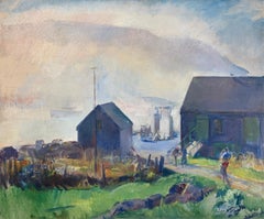 Brouillard:: Paysage impressionniste sur l'île de Monhegan:: Maine:: 1930:: Huile sur toile