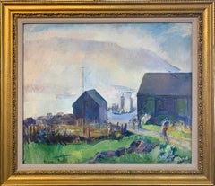 Brouillard:: Paysage impressionniste sur l'île de Monhegan:: Maine:: 1930:: Huile sur toile