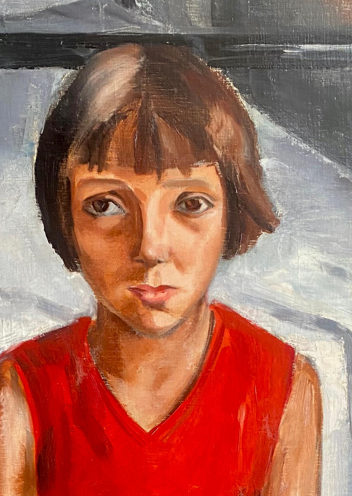 No, this young lady is not happy, but although she is still clutching her large white hanky, the tears have dried up. Her face is a fascinating study of micro emotions, as we see her mind's eye re-living whatever caused her misery, but also a