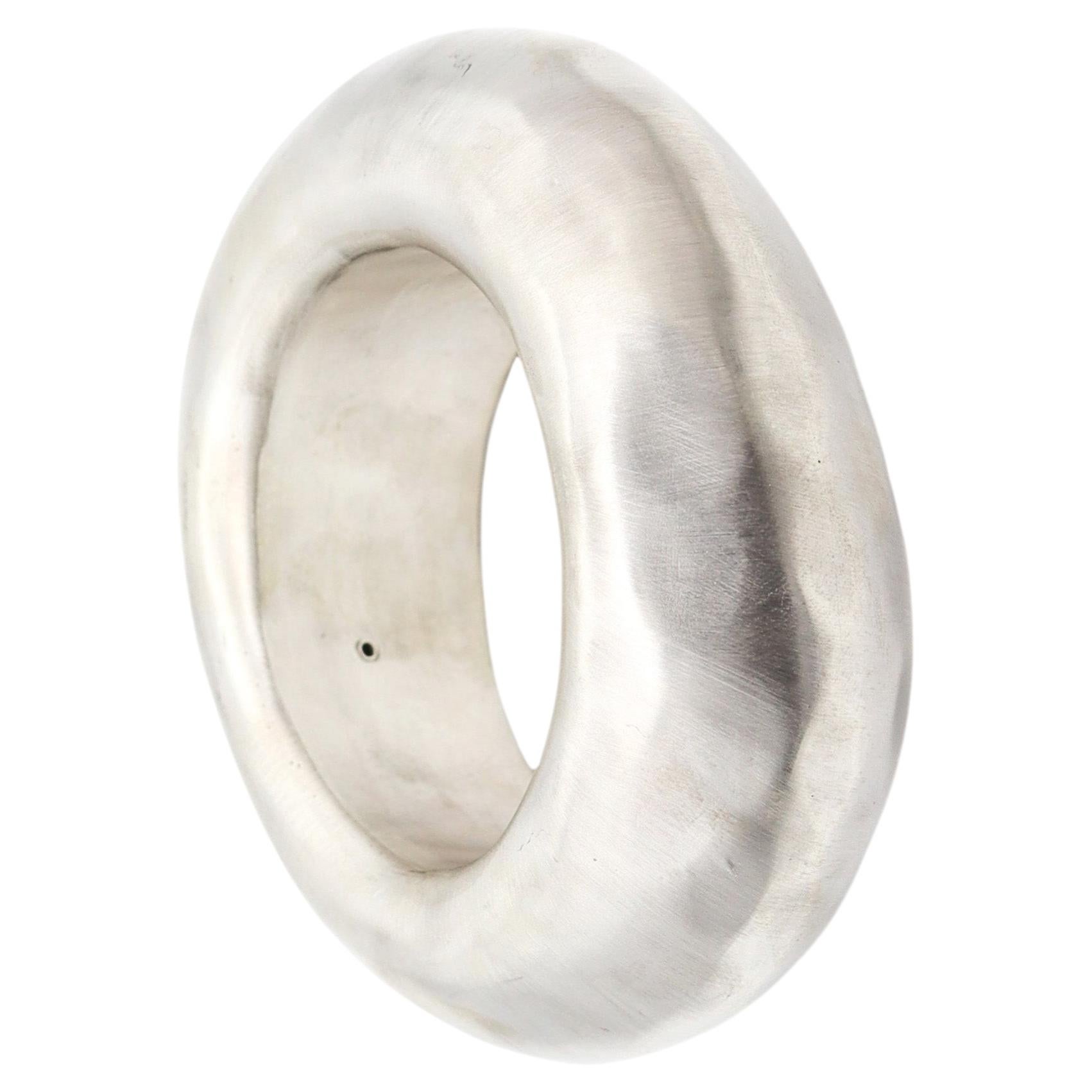 ALICE KUO Artisan 1970 Brushed & Hammered Bangle In .925 Sterling Silver