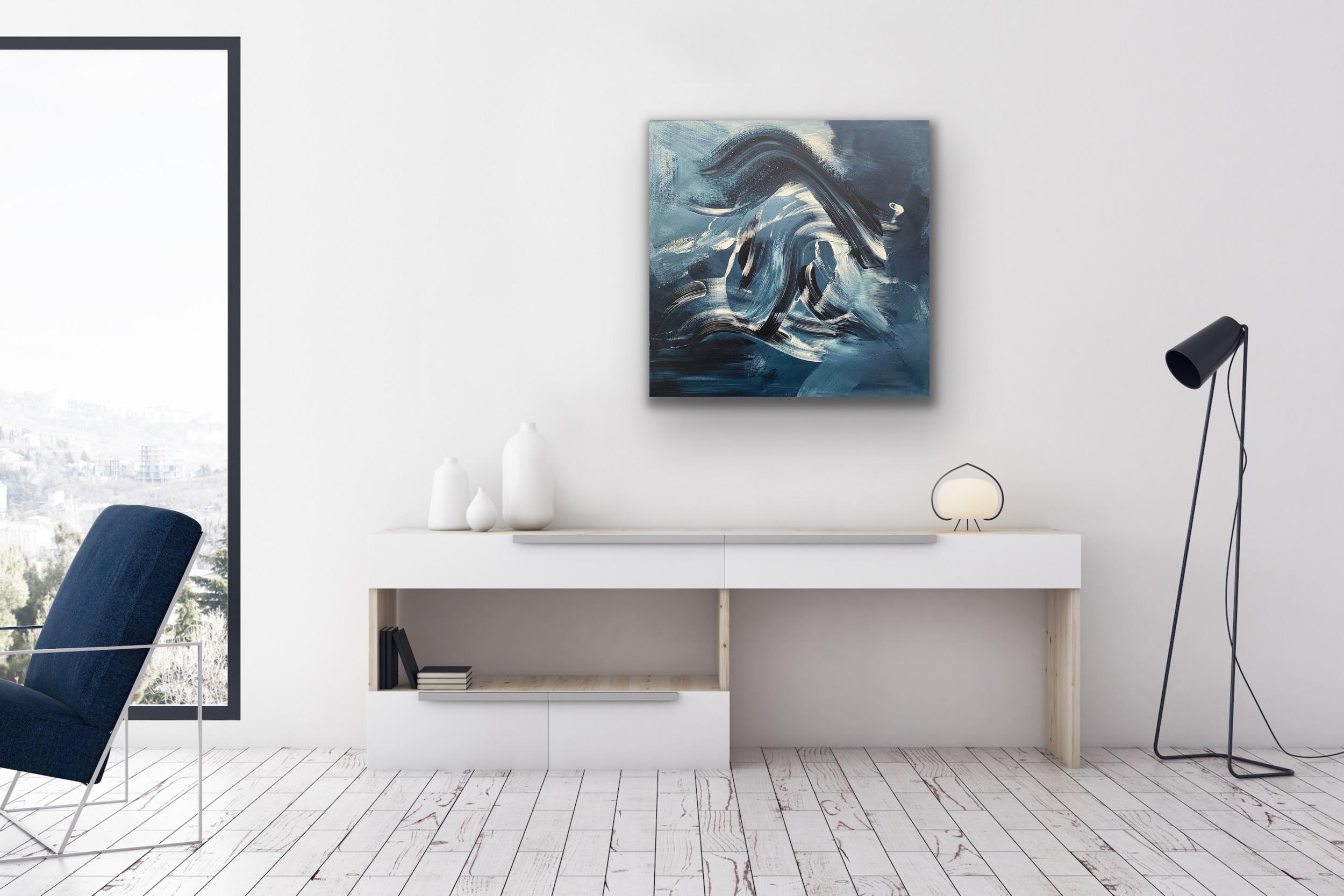 Minimal Color and sweeping brushstrokes, give this painting Depth and Movement  The name of this painting was inspired by the looser and larger brushstrokes  This painting is ready to hang and the sides are painted so there is no need for framing ::