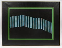 Vintage American Female Modernist Geometric Abstract Exhibited Oil Painting