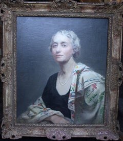 Vintage Portrait of Mrs Willis - British 30's art exhibited oil painting female artist 