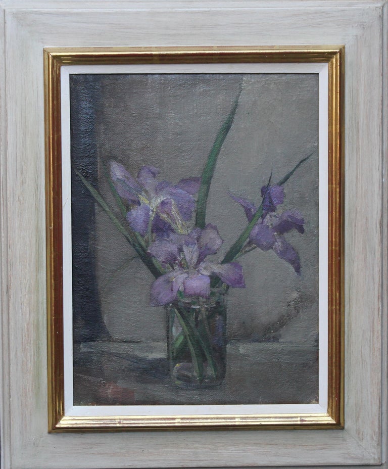 Alice Mary Burton Purple Iris Floral Arrangement British Art