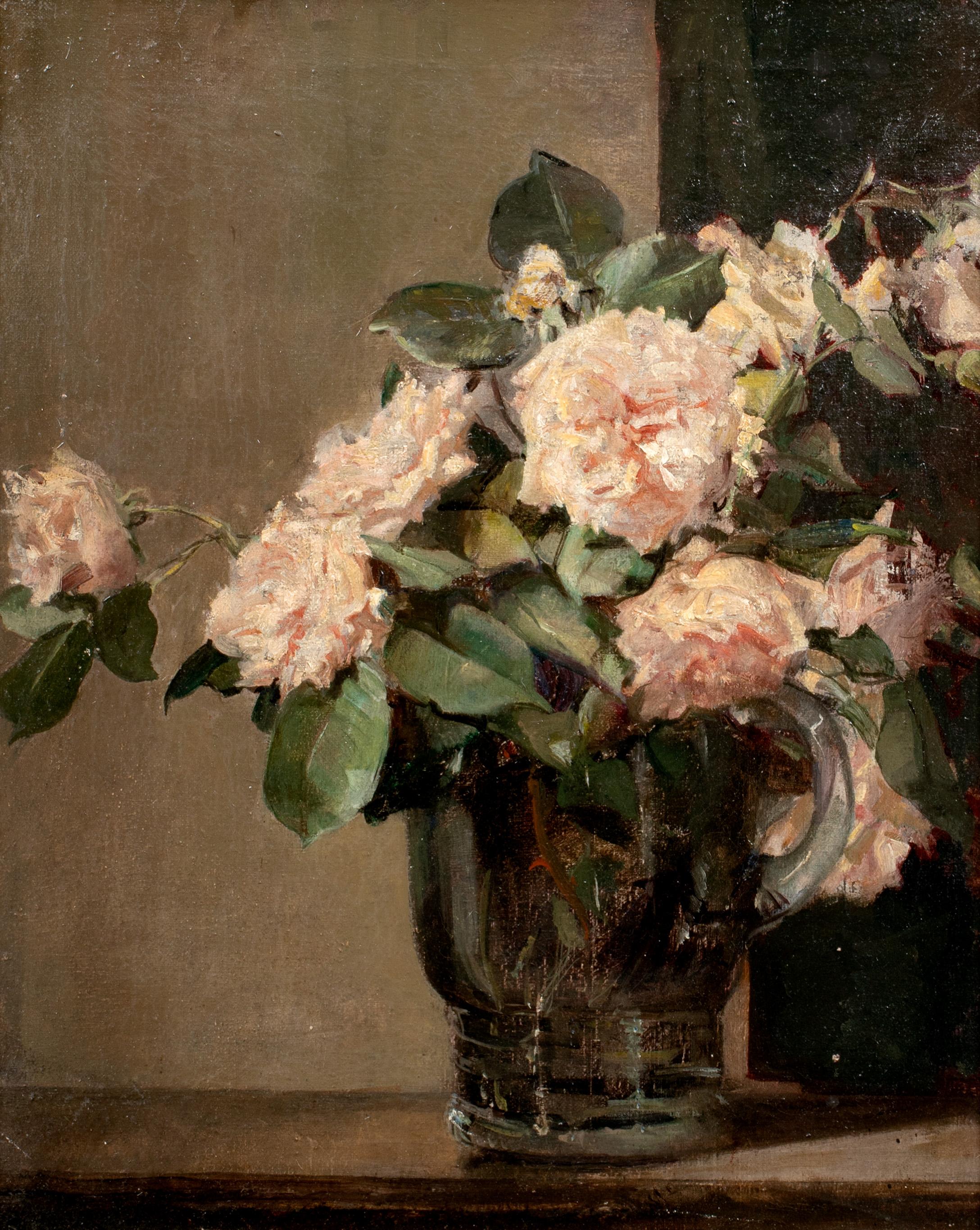 Study Of Pink Roses, circa 1925 - Painting by Alice Mary Burton