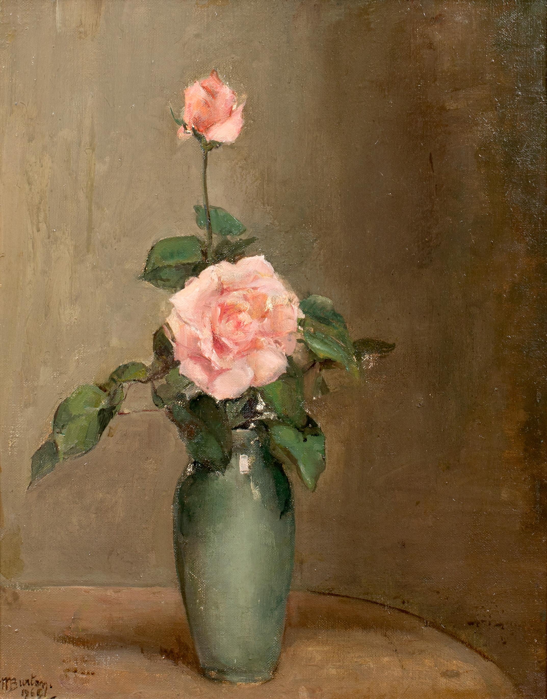 Alice Mary Burton Still-Life Painting - Study Of Pink Roses