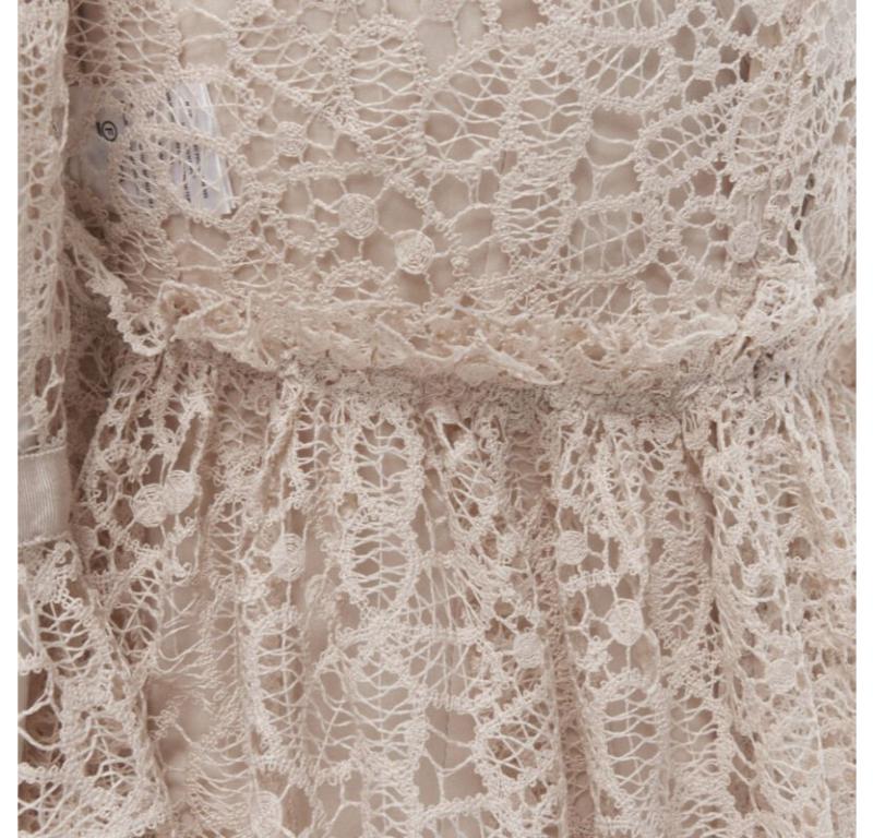 ALICE MCCALL Back To You nude lace bell flared sleeve mini dress US4  S 5