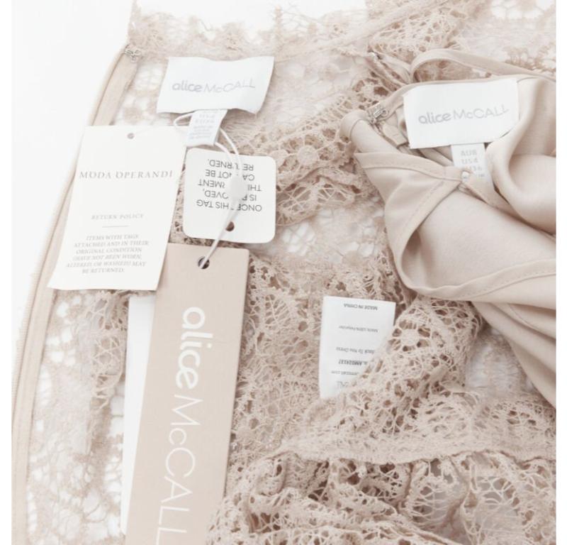 ALICE MCCALL Back To You nude lace bell flared sleeve mini dress US4  S 7