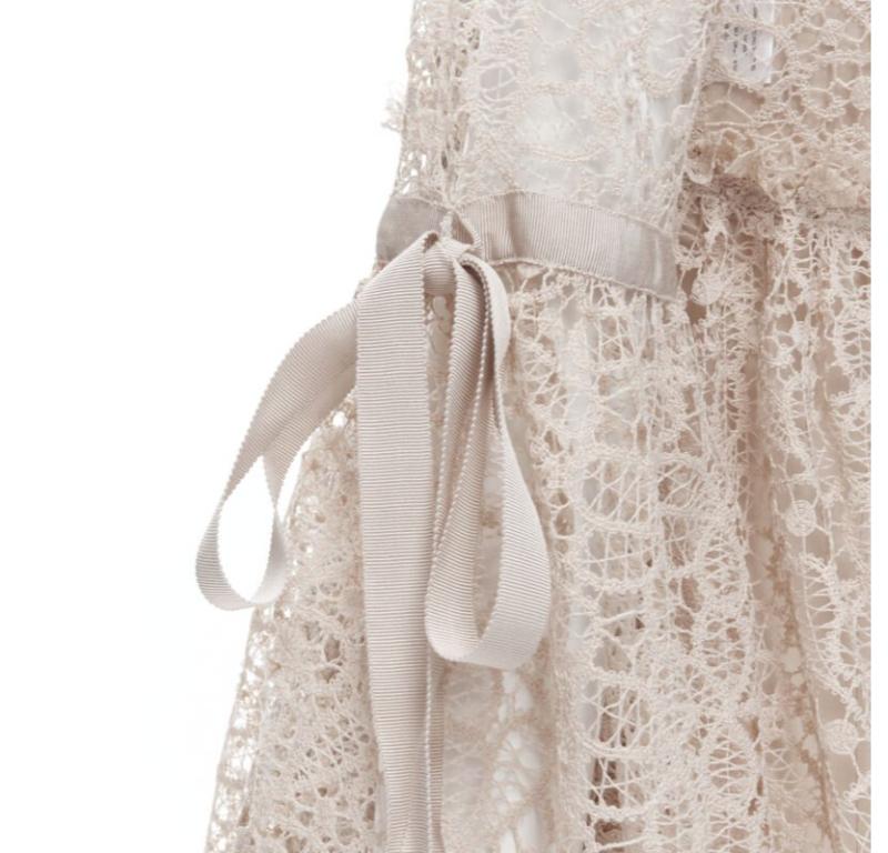 ALICE MCCALL Back To You nude lace bell flared sleeve mini dress US4  S 3