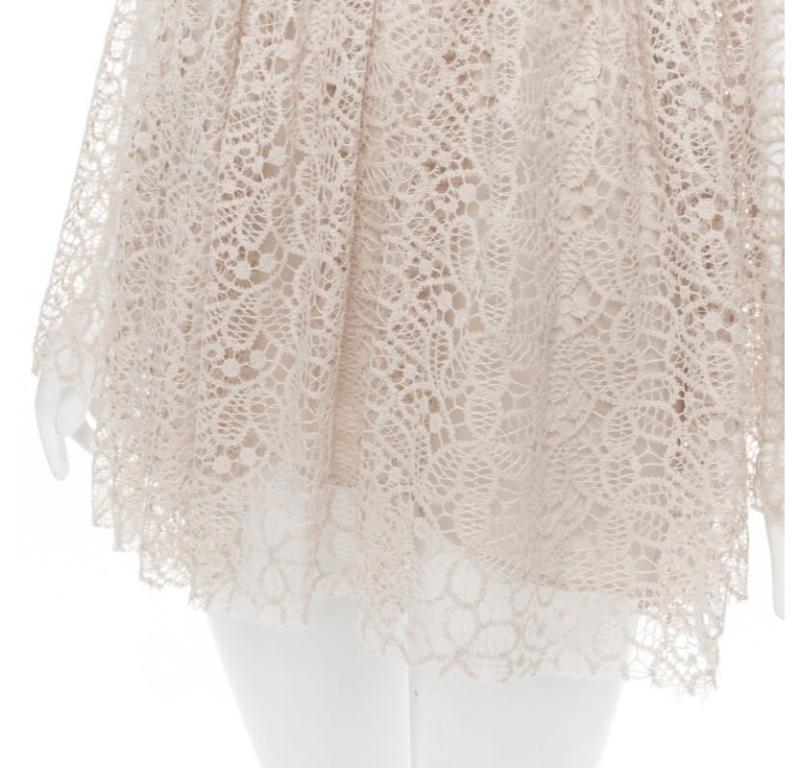 ALICE MCCALL Back To You nude lace bell flared sleeve mini dress US4  S 4