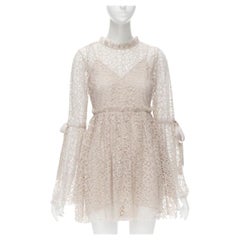 ALICE MCCALL Back To You nude lace bell flared sleeve mini dress US4  S