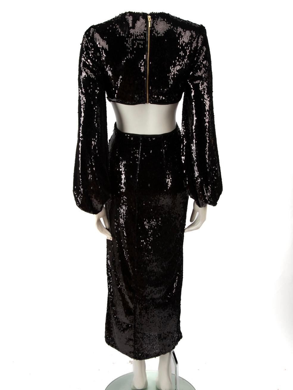 Noir Alice McCall, robe midi noire à découpes et sequins, taille XS en vente