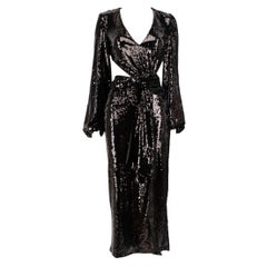 Alice McCall Black Sequinned Cut Out Midi Dress Size XS