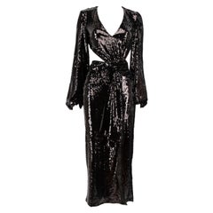 Alice McCall Black Sequinned Cut Out Midi Dress Size XS