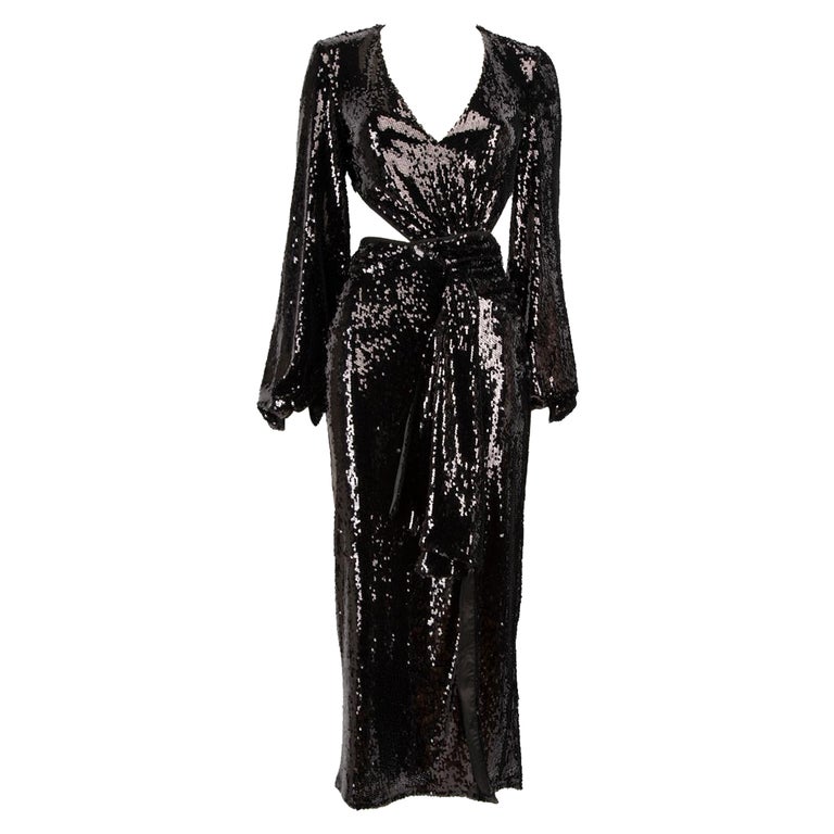 Alice McCall Black Sequinned Cut Out Midi Dress Size XS at 1stDibs