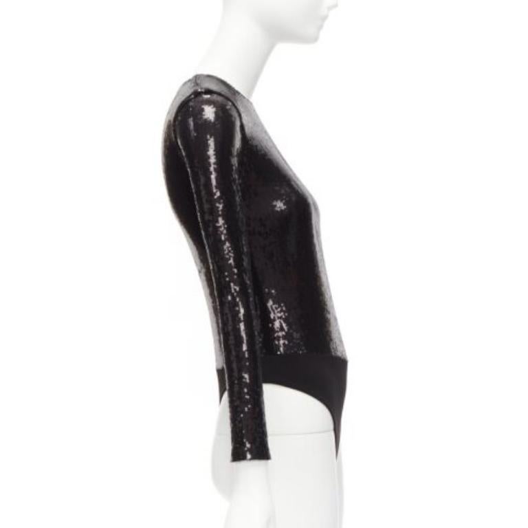 ALICE MCCALL black sequins long sleeve crew neck bodysuit top XS In New Condition In Hong Kong, NT