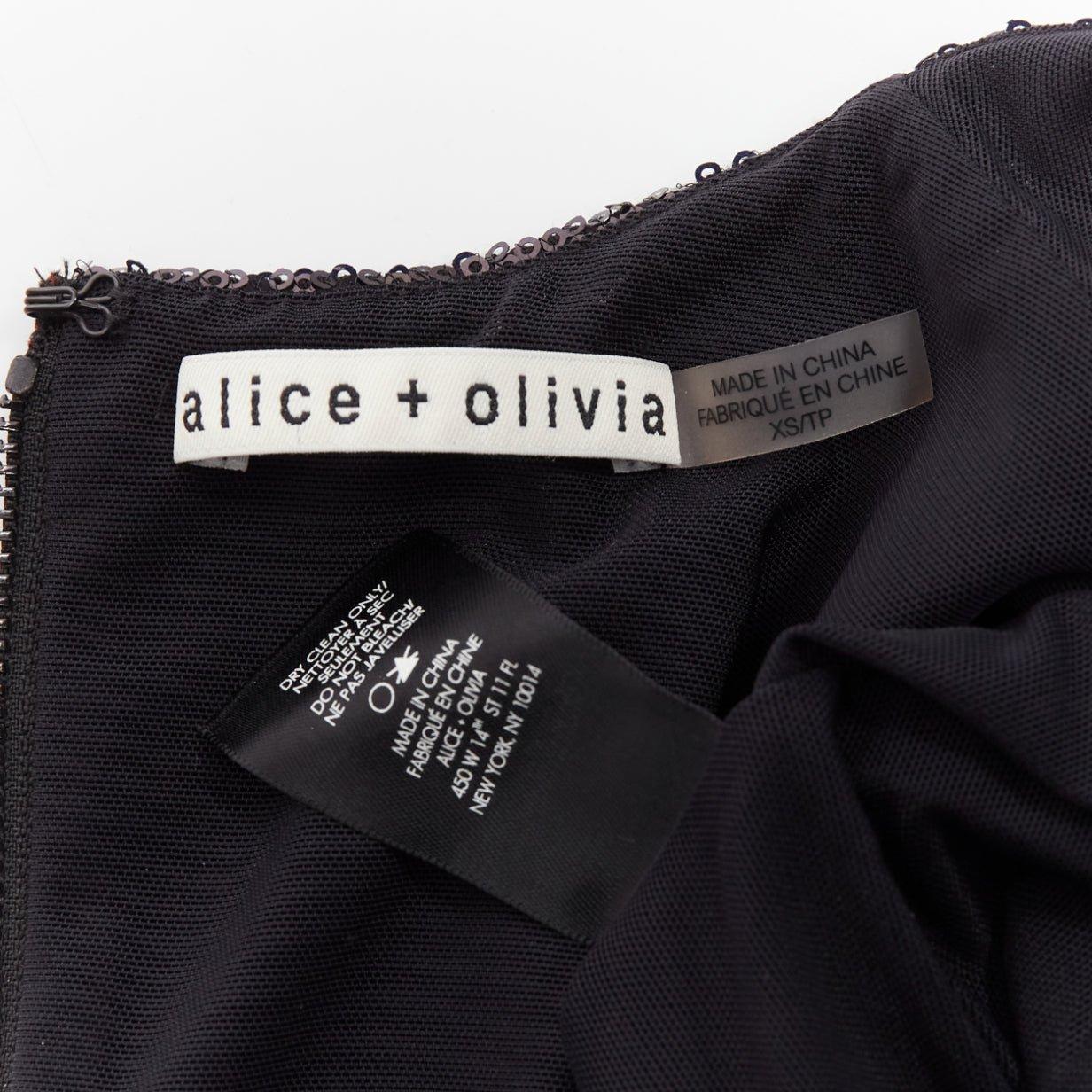 ALICE MCCALL black sequins long sleeve crew neck bodysuit top XS For Sale 5