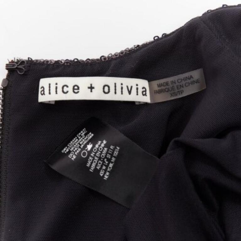 ALICE MCCALL black sequins long sleeve crew neck bodysuit top XS 4