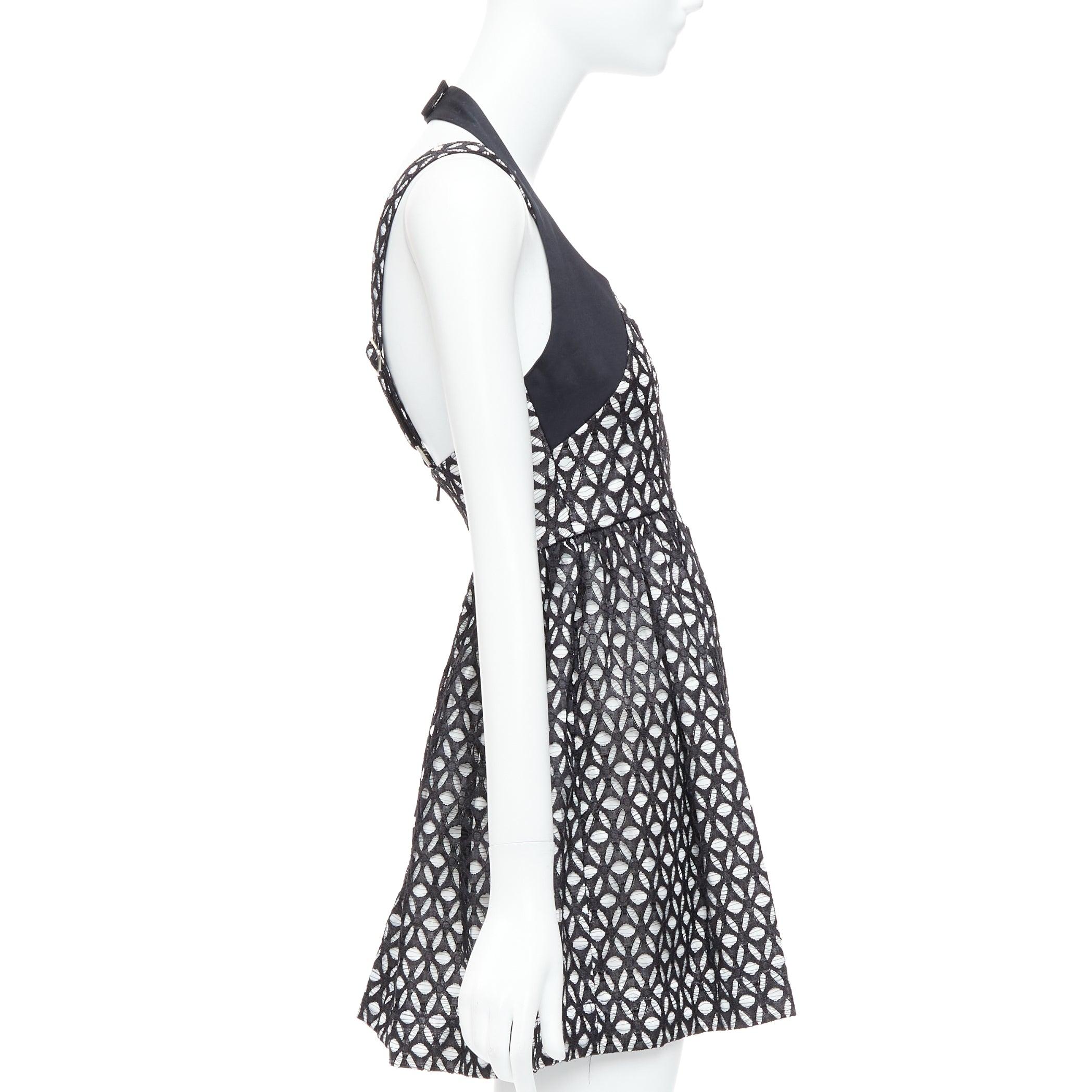ALICE MCCALL Dust to Glory black eyelet overlay halter mini dress UK8 S In New Condition For Sale In Hong Kong, NT