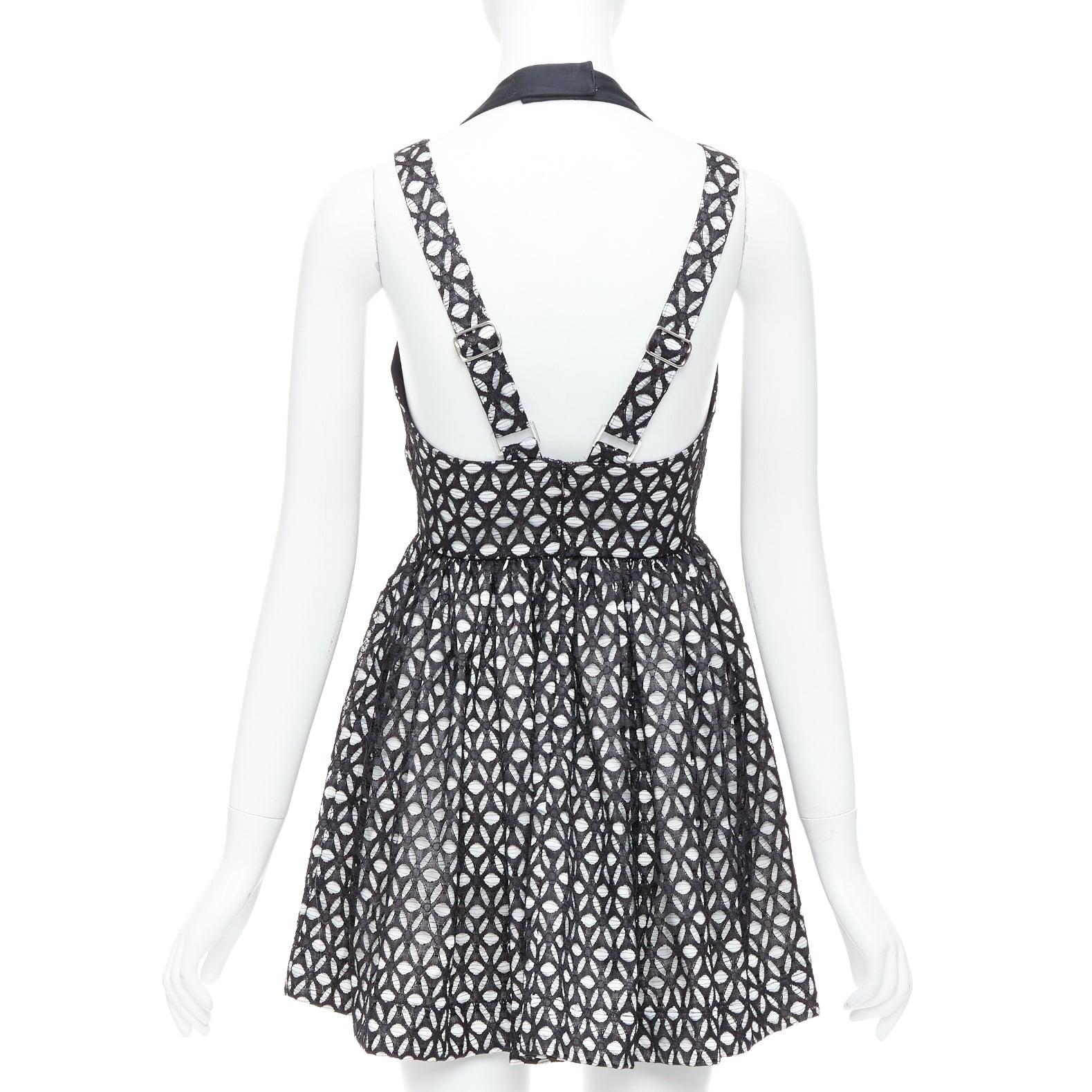 Women's ALICE MCCALL Dust to Glory black eyelet overlay halter mini dress UK8 S For Sale