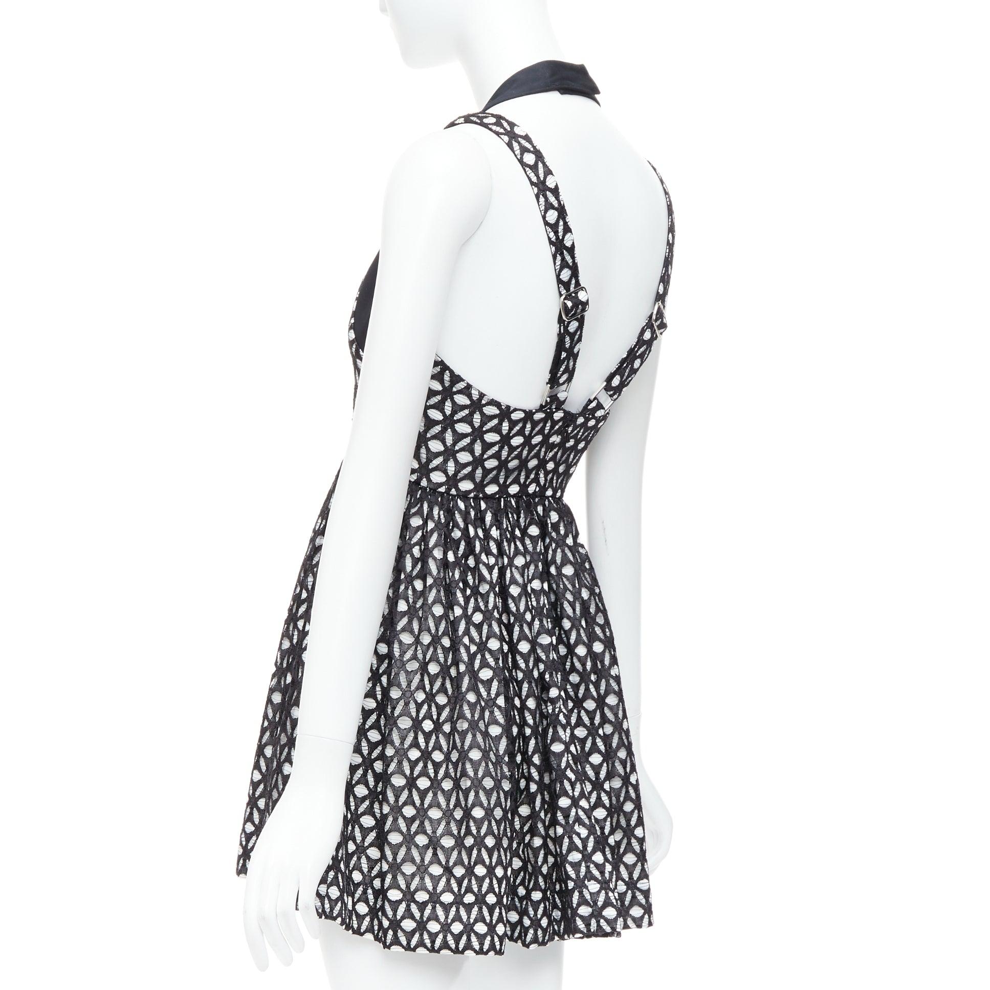 ALICE MCCALL Dust to Glory black eyelet overlay halter mini dress UK8 S For Sale 1
