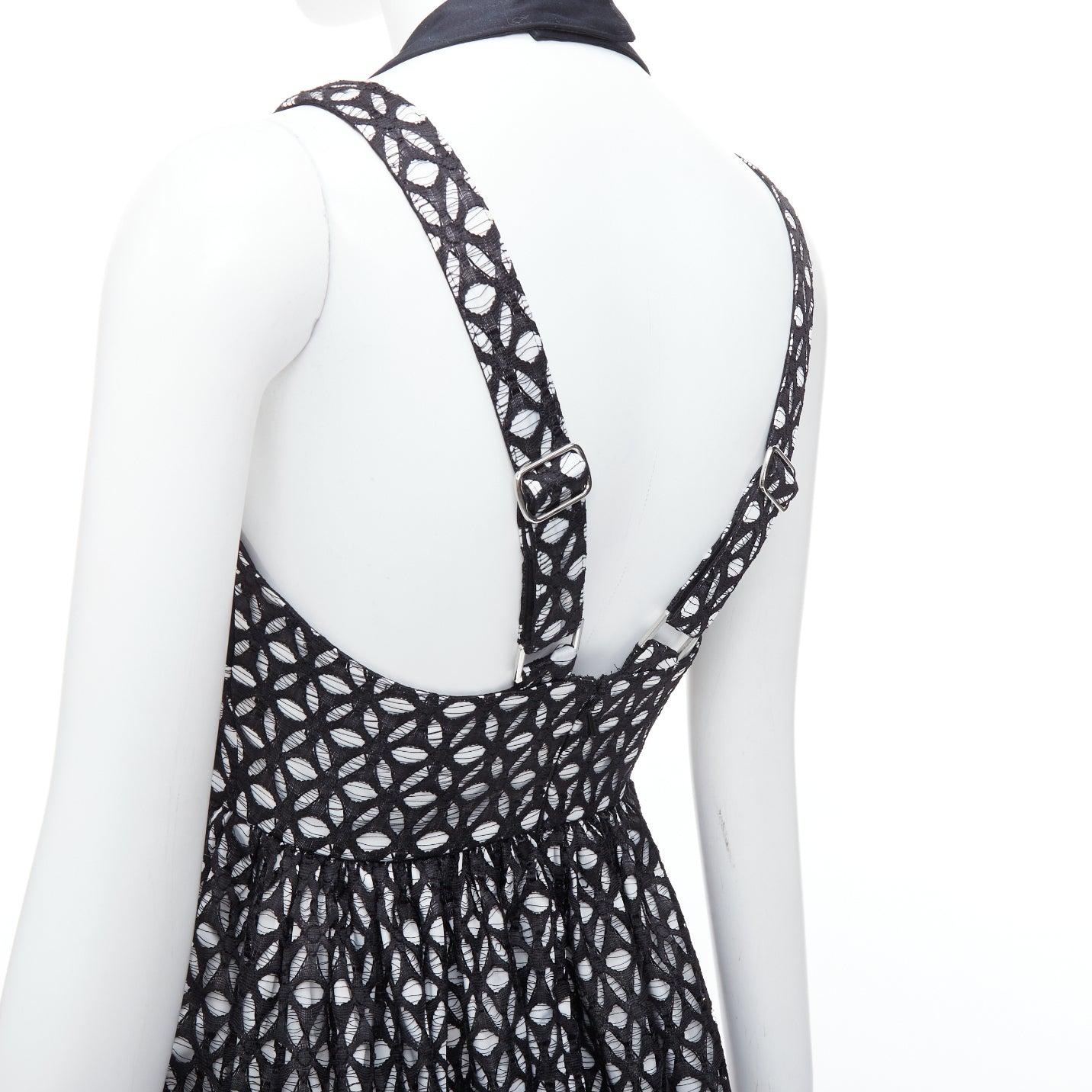 ALICE MCCALL Dust to Glory black eyelet overlay halter mini dress UK8 S For Sale 2