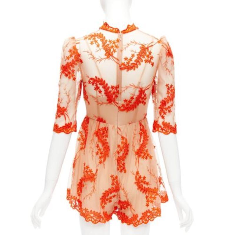 Donna ALICE MCCALL Pagliaccetto arancione in pizzo nudo e trasparente foderato US6 M in vendita