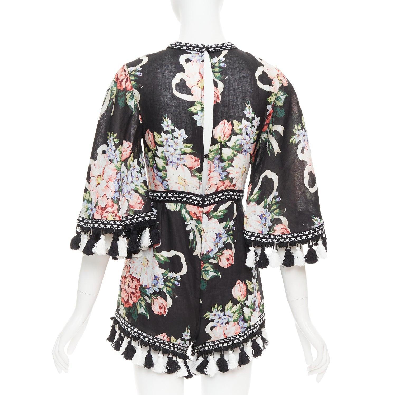 ALICE MCCALL Magic Moment combinaison noire 100% lin avec bordures frangées UK6 XS Pour femmes en vente
