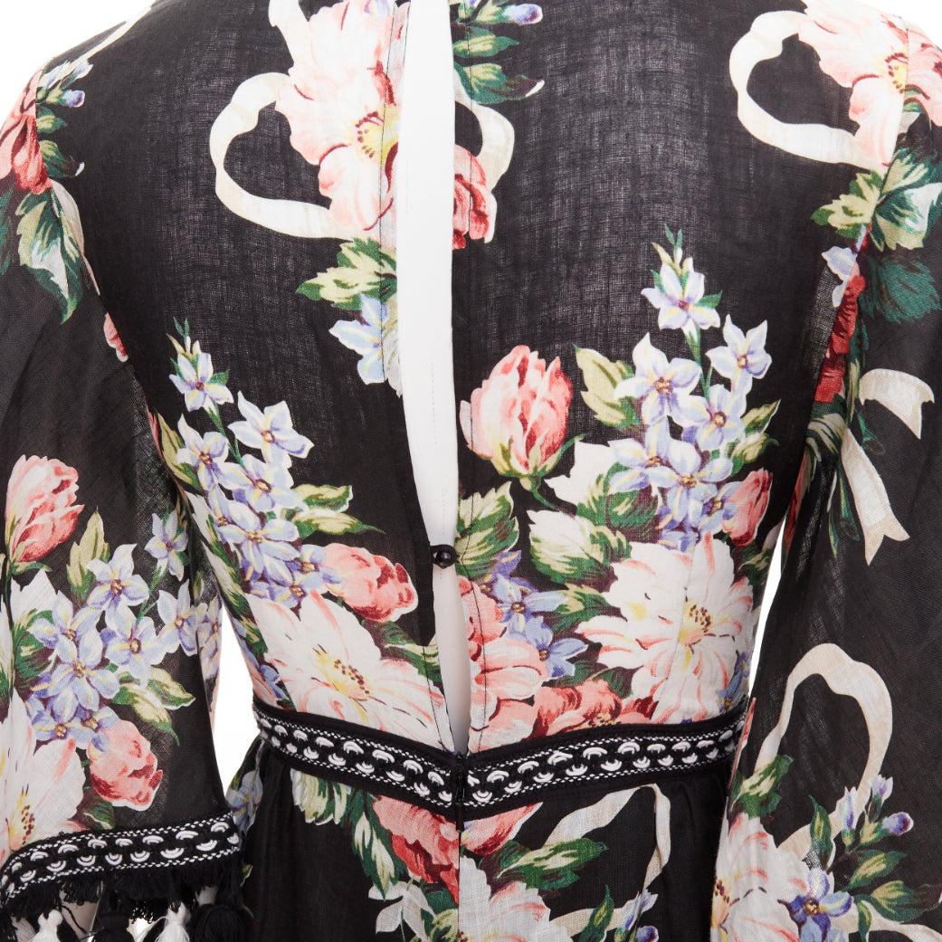 ALICE MCCALL Magic Moment combinaison noire 100% lin avec bordures frangées UK6 XS en vente 2