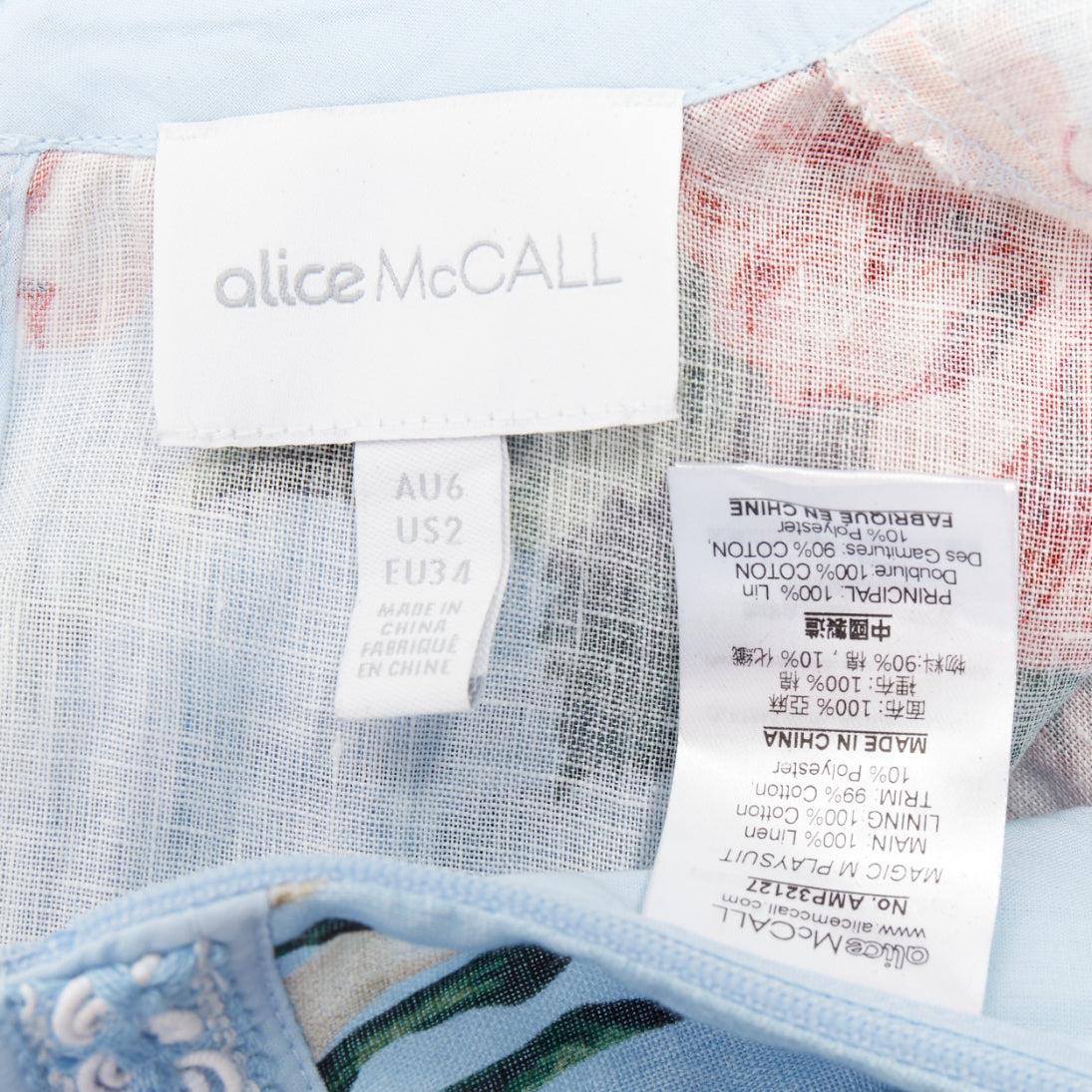 ALICE MCCALL Traje con flecos florales de lino azul Magic Moment UK6 XS en venta 3