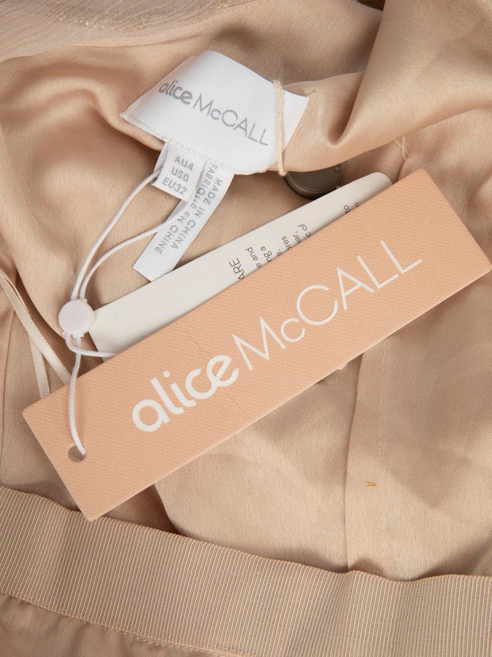 Alice McCall Pink & Gold Fringed Striped Midi Dress Size XXS 3
