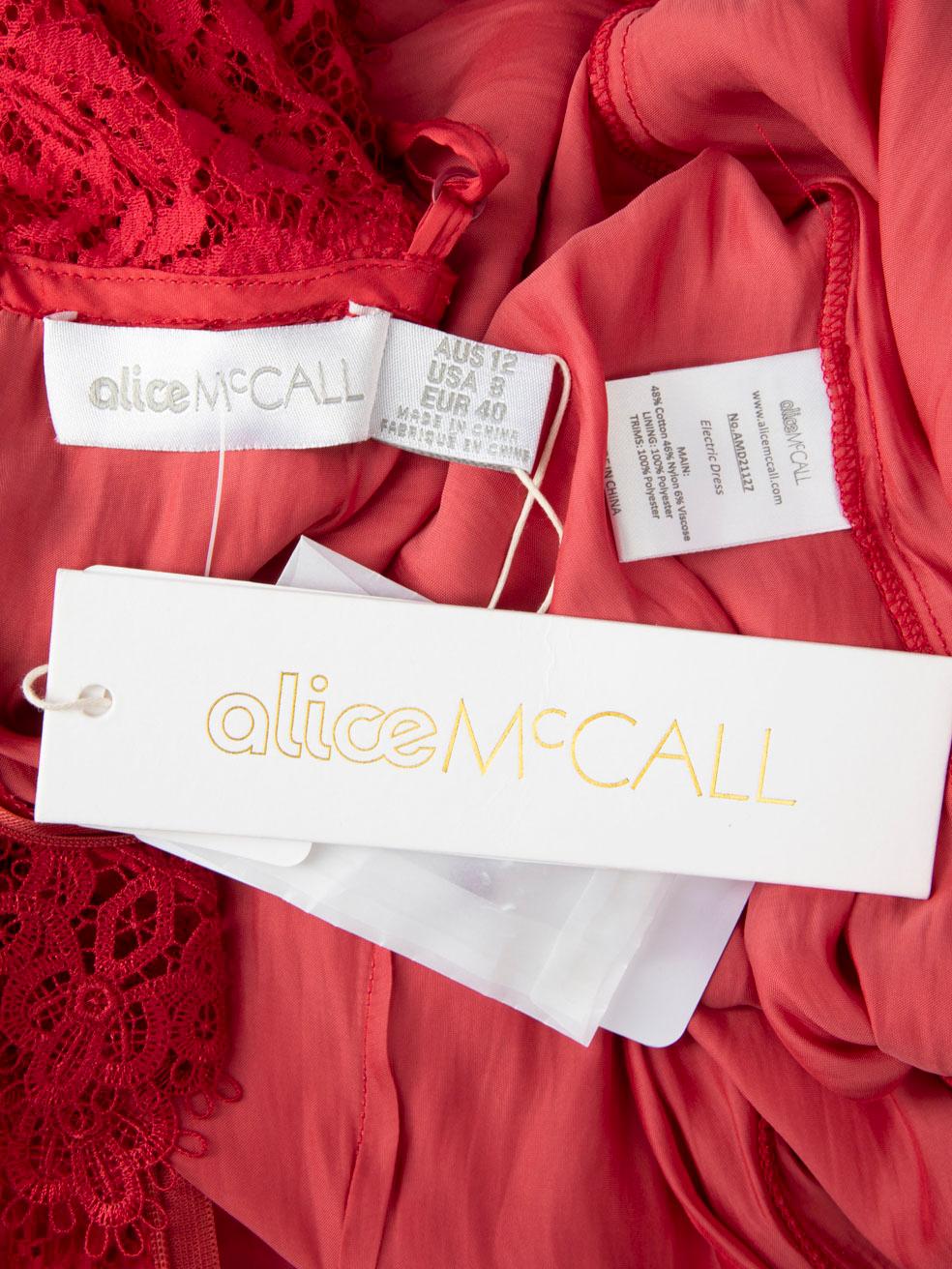 Alice McCall Red Lace Midi Dress Size L 1