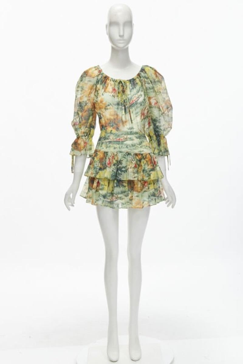 ALICE MCCALL Strange Dreams Combinaison à manches volantées imprimée en vert US2 XS en vente 6