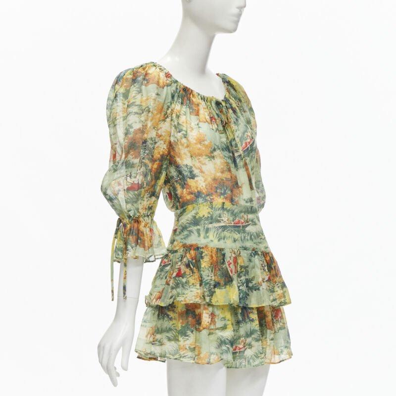 Marron ALICE MCCALL Strange Dreams Combinaison à manches volantées imprimée en vert US2 XS en vente