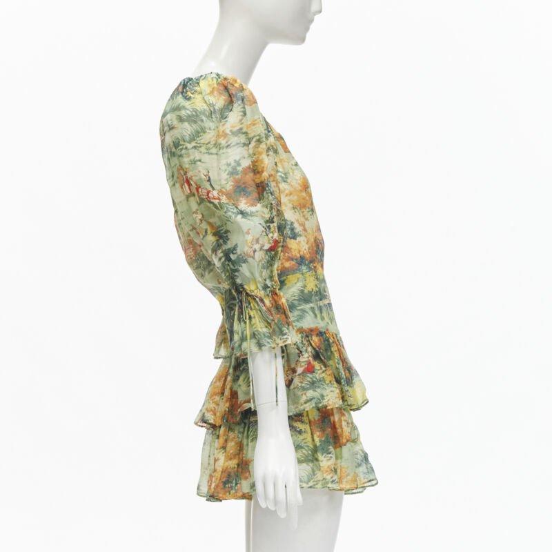 ALICE MCCALL Strange Dreams Combinaison à manches volantées imprimée en vert US2 XS Excellent état - En vente à Hong Kong, NT