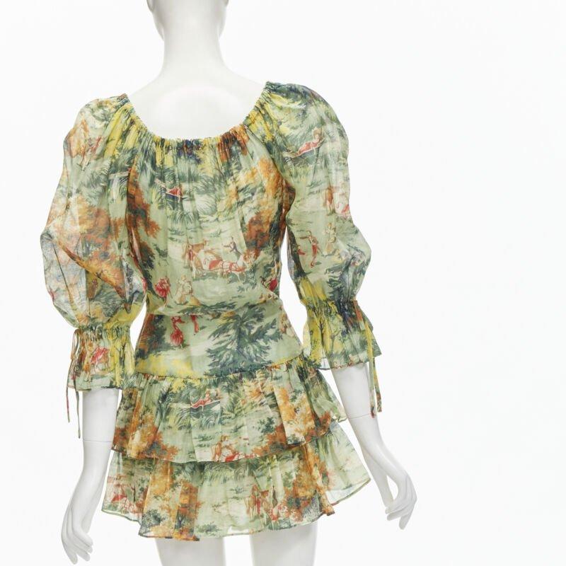 ALICE MCCALL Strange Dreams Combinaison à manches volantées imprimée en vert US2 XS Pour femmes en vente