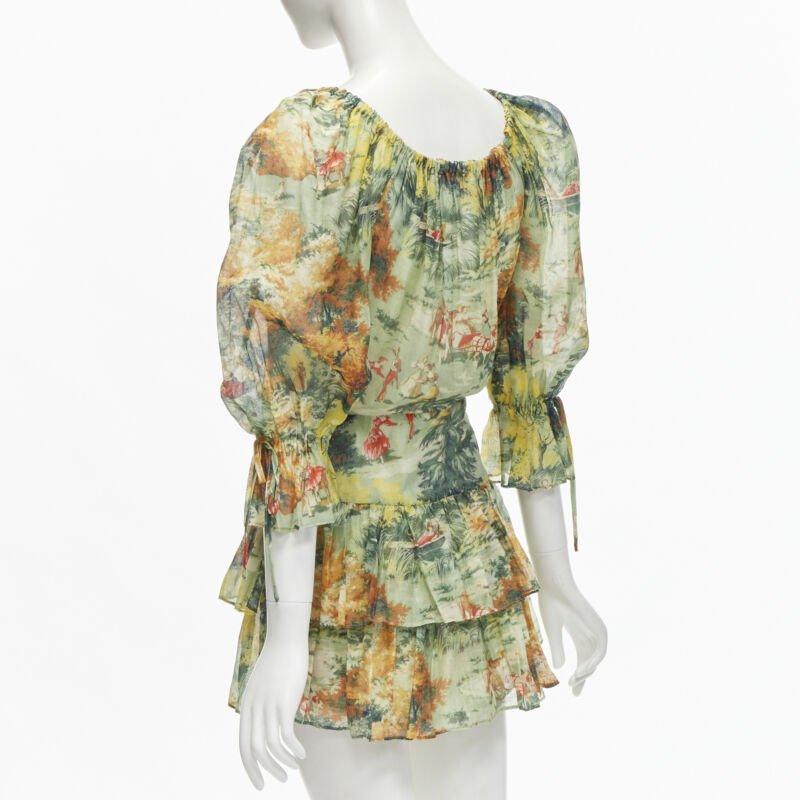 ALICE MCCALL Strange Dreams Combinaison à manches volantées imprimée en vert US2 XS en vente 1