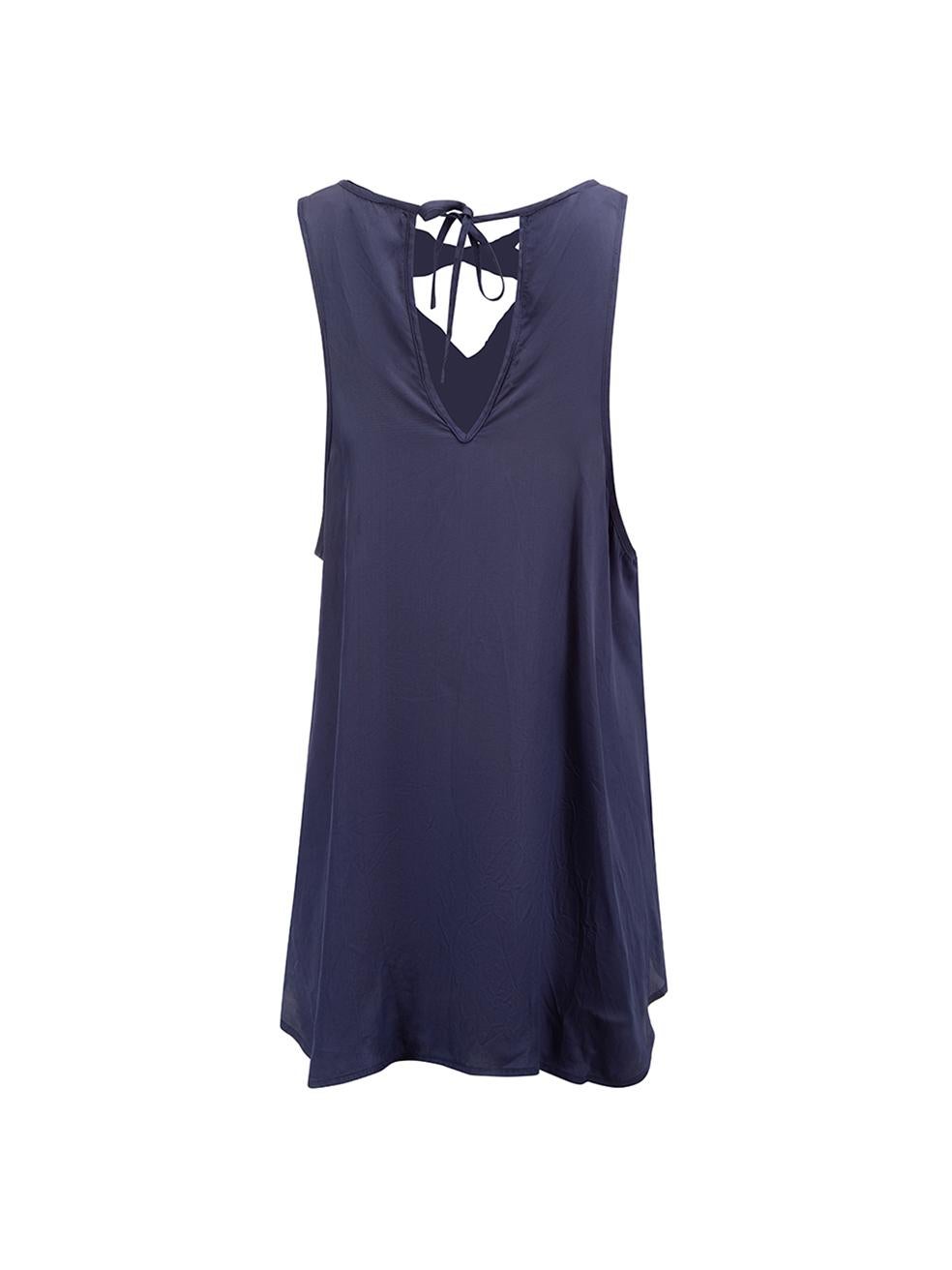 Alice McCall Women's Navy Embroidered Cut Out Sleeveless Top In Good Condition In London, GB