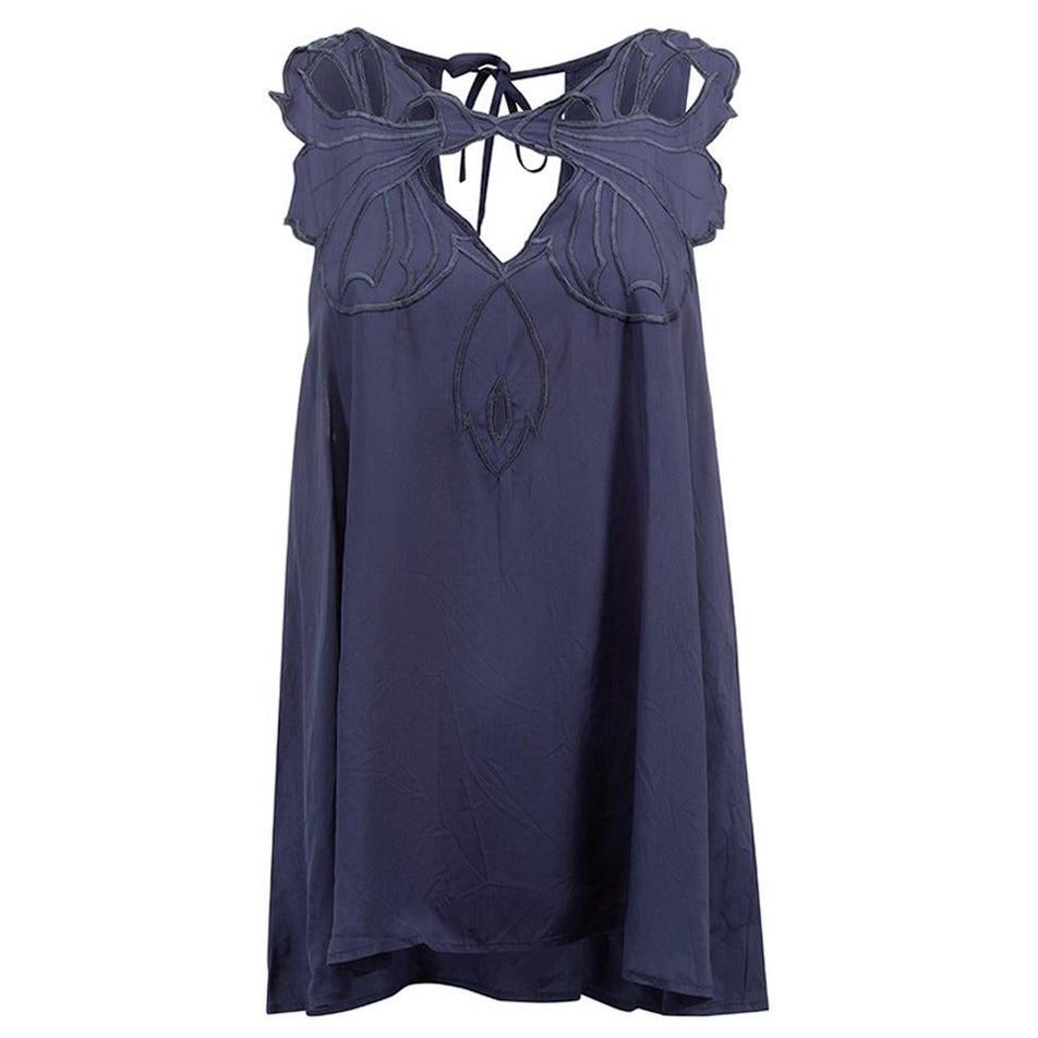 Alice McCall Women
s Navy Embroidered Cut Out Sleeveless Top