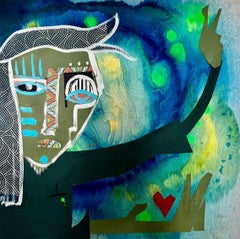 Peace & Love, Abstract collage on wood