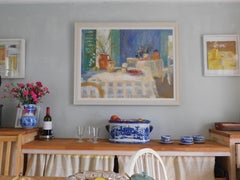 Reading Quietly.  Contemporary Still Life Oil Painting