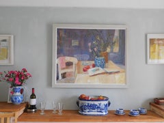 The New Blue and White Vase.  Contemporary Still Life Oil Painting
