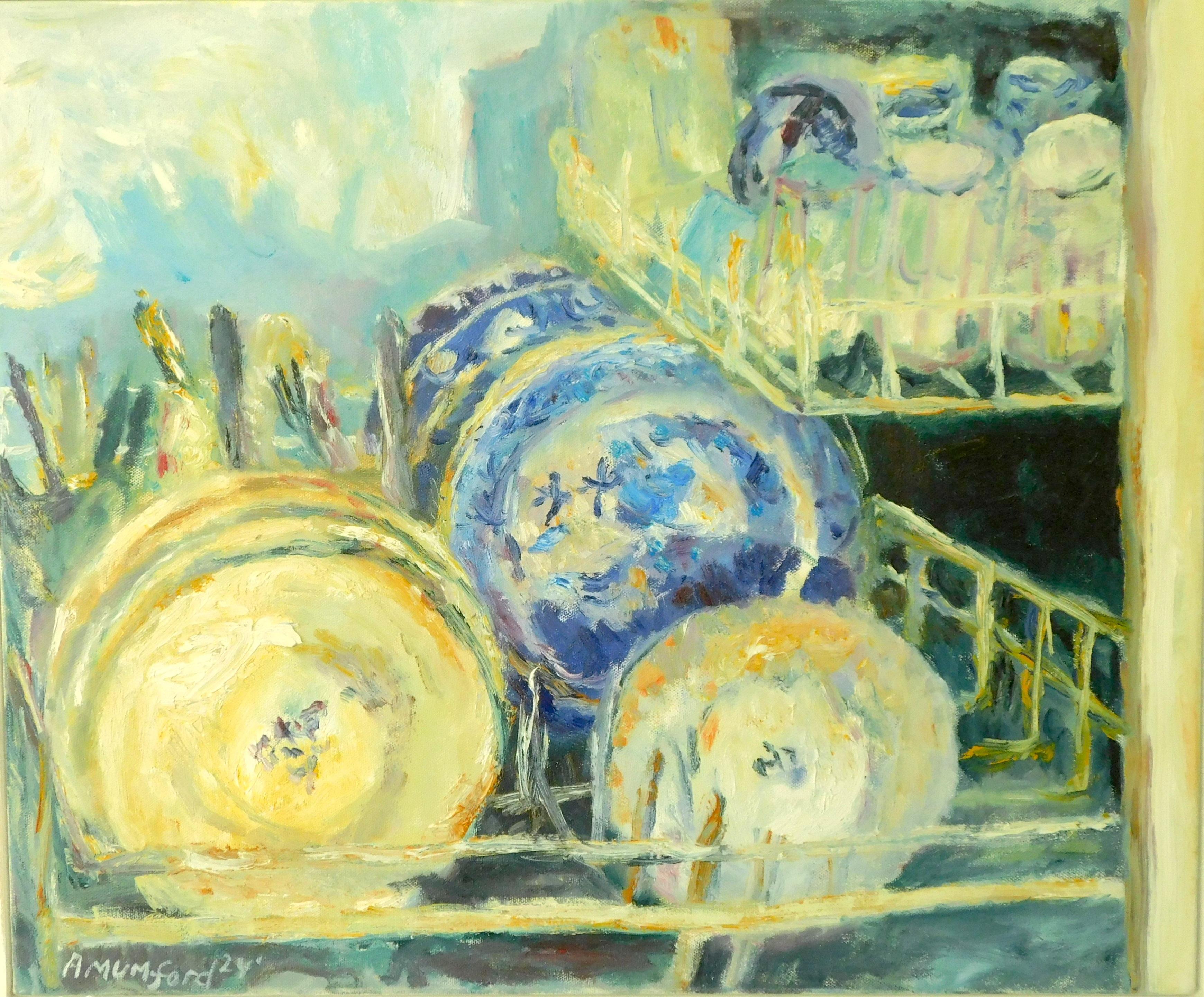 Alice Mumford Interior Painting - Yesterday Evening.  Contemporary Still Life Oil Painting