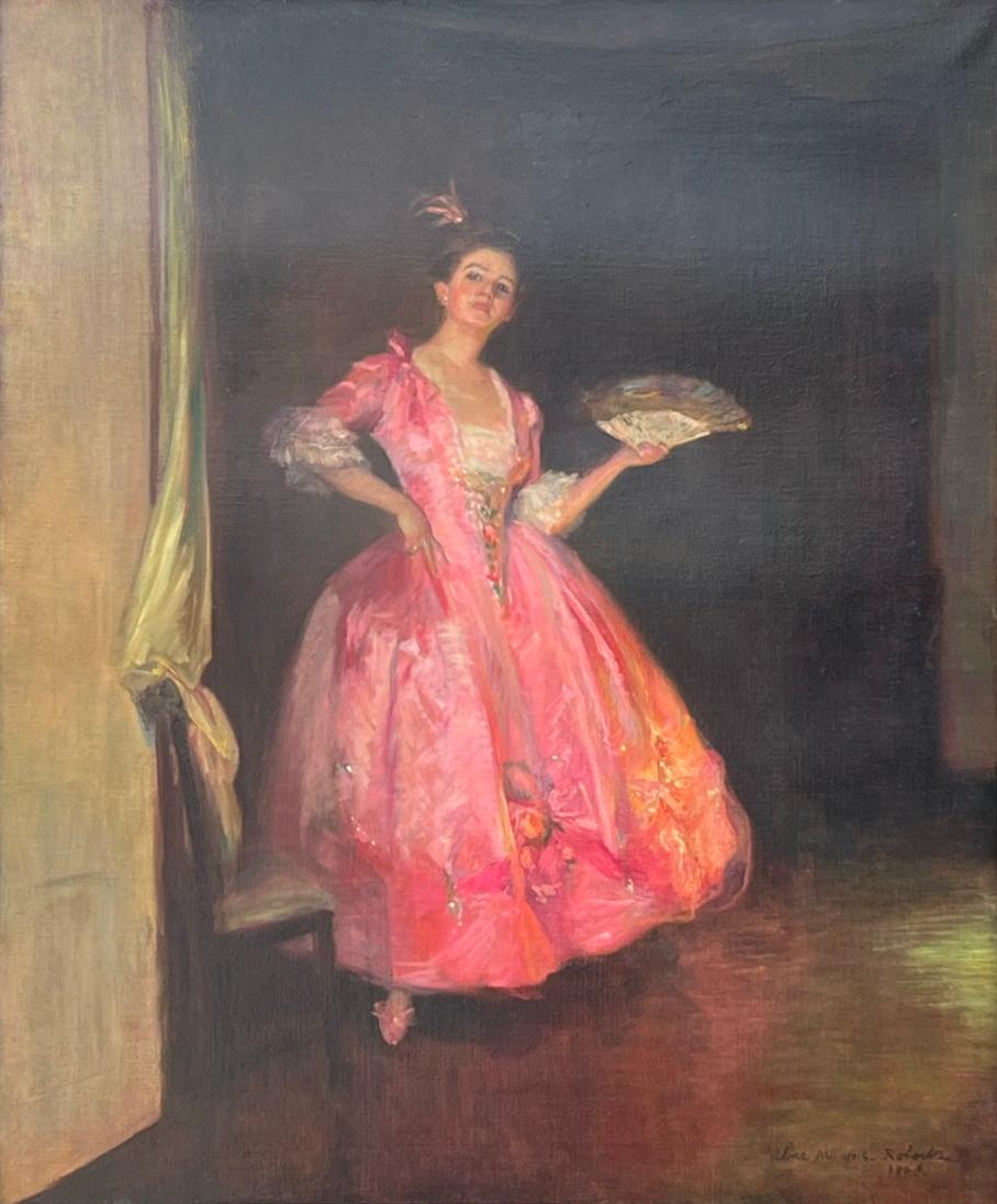1908 FEMALE AMERICAN ARTIST Impressionist ASHCAN School Woman at the OPERA - Painting by Alice Mumford Roberts Culin