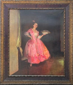 1908 FEMALE AMERICAN ARTIST Impressionist ASHCAN School Woman at the OPERA