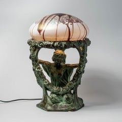Lampada da tavolo in bronzo Alice Nordin "Gladiolus" Herman Bergman, inizio XX secolo