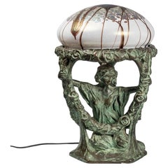 Alice Nordin bronze Table Lamp "Gladiolus" Herman Bergman, early 20th Century