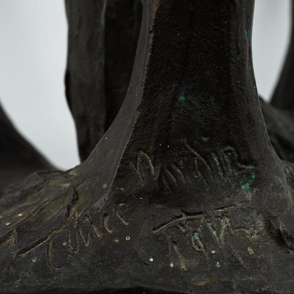 Alice Nordin, table lamp in solid bronze, Herman Bergman, Art Nouveau, Sweden. For Sale 1