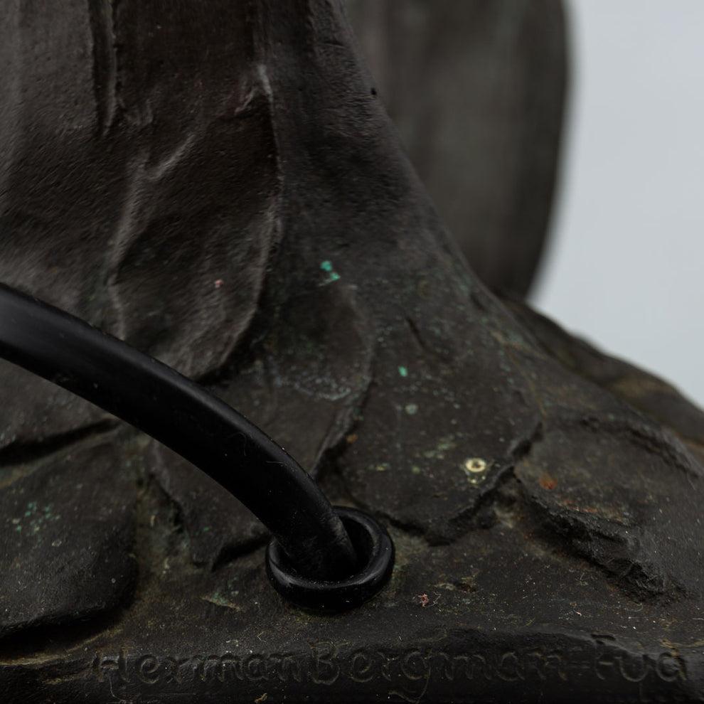 Alice Nordin, table lamp in solid bronze, Herman Bergman, Art Nouveau, Sweden. For Sale 2